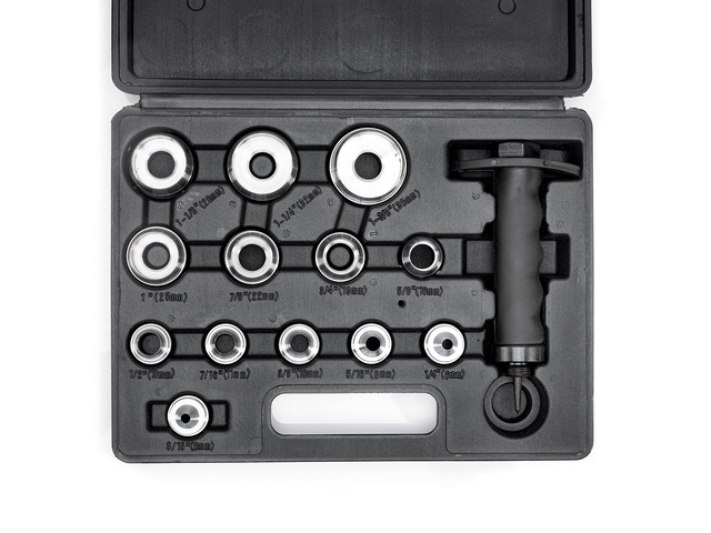 02604A Hole Punch Set SAE & Metric, 3/16 1-3/8 & 5 35mm 14 Piece Sharp Hollow Hole Punch Kit, Gasket Cutting Puncher, Foam Cutter, & Leather...