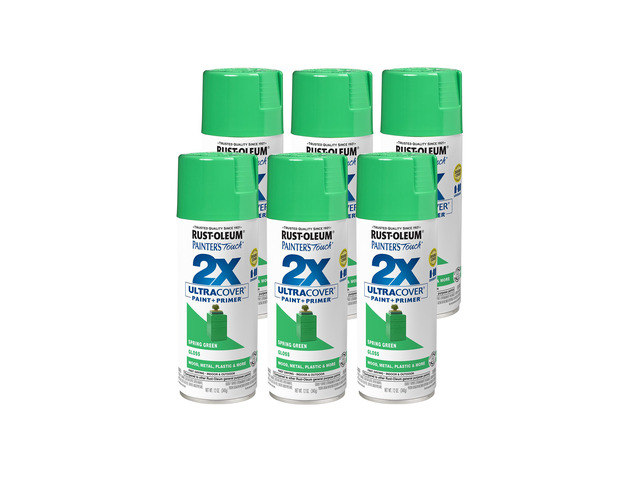 334055-6PK Painter's Touch 2X Ultra Cover Spray Paint, 12 oz, Gloss Spring Green, 6 Pack