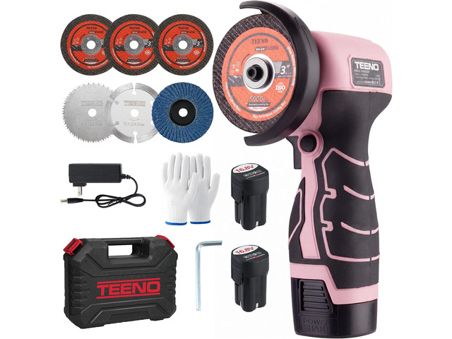 Cordless Angle Grinder Kit, 19,500 RPM Mini Electric Angle Grinding Tool with 2 Pcs 16.8V 2000mAh Batteries and 6 Cutting Discs, 3-Inch Handheld...
