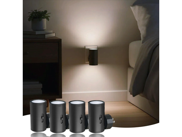 LED Night Lights Plug into Wall,Dimmable,Daylight 5000K,4 Pack Dusk to Dawn Sensor,0-300LM Adjustable Brightness,Bathroom, bedroom