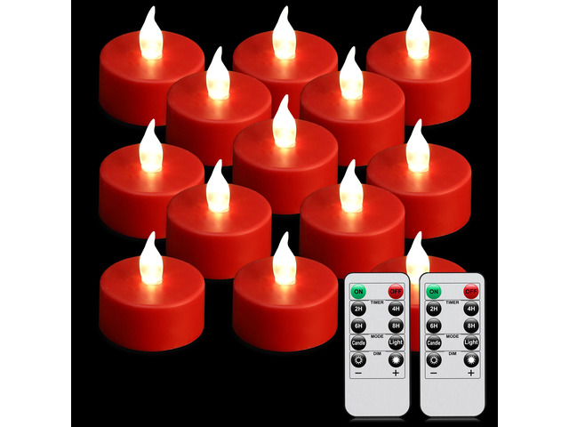 LED Tea Light Flameless Candles with Remote Control Flickering Tealight Long Lasting, Battery Operated with Timer for Halloween Home Decoration...