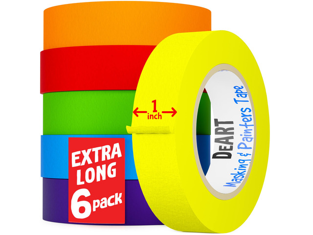 Colored Masking Painters Labeling Tape Masking Tape 1 inch Color Painter Tapes for Arts & Crafts Labeling or Coding, Art Supplies Color Tape Rolls,...