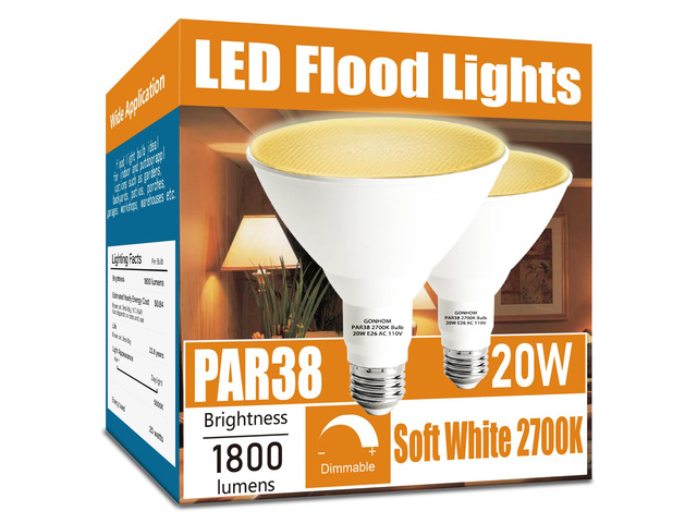 Par38 led Flood Lights Outdoor Light Bulb,Dimmable 1800LM,20W Replace up to 200W,Outdoor Flood Light Bulbs for Backyard,Garage,Porch,Garden,2 Pack...
