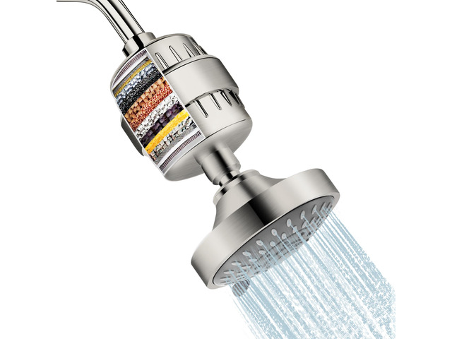 Shower Head with Shower Filter, Filtered Shower Head for Hard Water High Pressure, Anti-clog Nozzles, 5 Spray Showerhead, 15 Stage Water Softener...