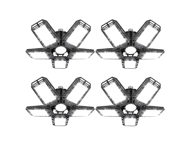 LED Garage Lights 4 Pack, 180W 18000LM 6500K Ceiling LED Shop Light Super Bright Led Lighting, 5+1 Deformable Panels, Screw in Led Light, For...