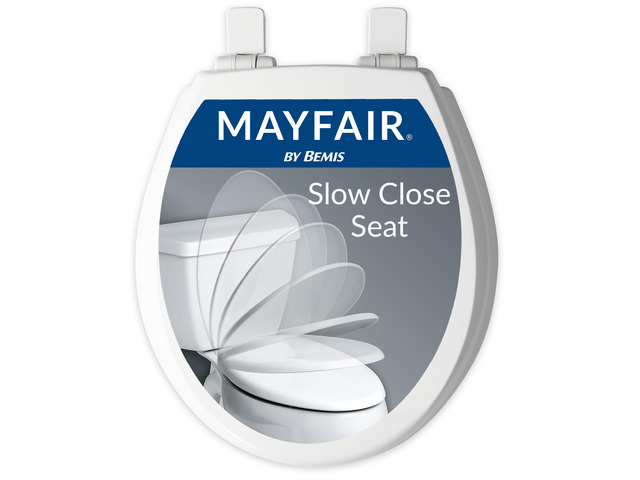 Cassel Slow Close Toilet Seat, Easy Clean, Non Slip Premium Wood Seat, Easy Install, Made in USA, Round, White