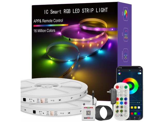 LED Lights for Bedroom, 100FT IC RGB LED Strip Lights, Smart Control Color Changing, Multiple Colors Chasing Effects, APP & Remote Control, Timer...