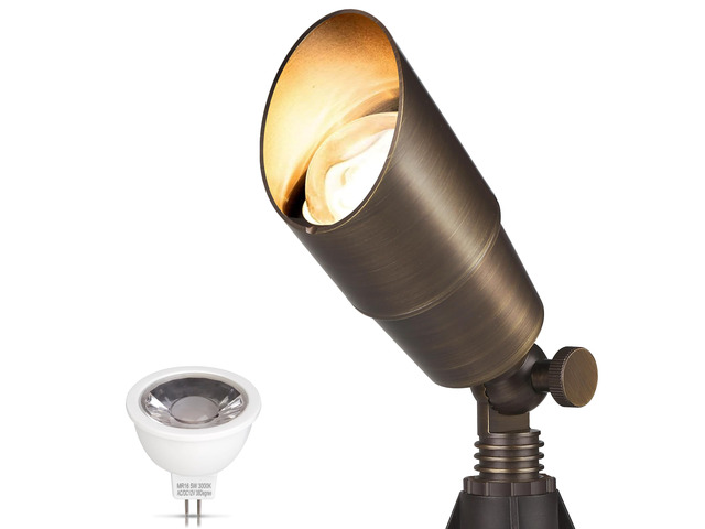 Solid Brass Outdoor Landscape Spotlights, 12V Heavy Duty Low Voltage LED Spot Light Waterproof for Garden and Yard Up Lighting, Bronze Accent...