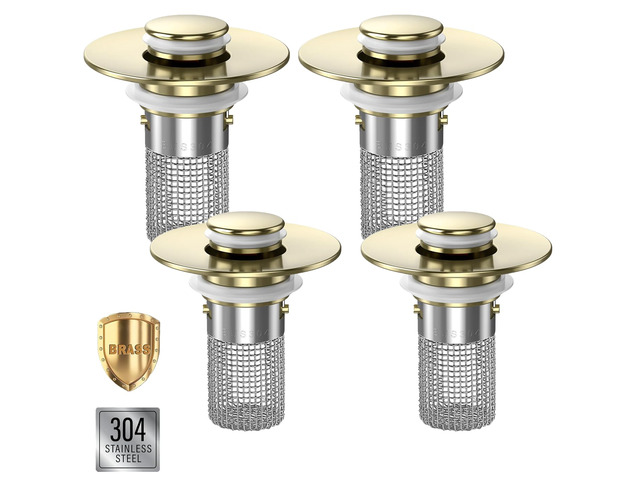 Bathroom Sink Drain Strainer,(4PCS) Pop-up Sink Drain Strainer with Removable Stainless Steel Strainer Basket Hair Catcher, Bathroom Sink Strainer...
