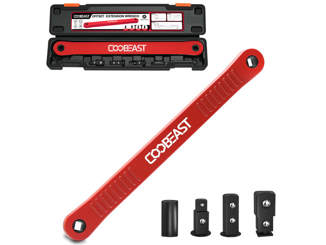 3/8' Offset Extension Wrench Impact Ready Socket Wrench Extender ToolRed Versatile 1/4',3/8', 1/2' Square Drive Adapters,Universal Extensions...