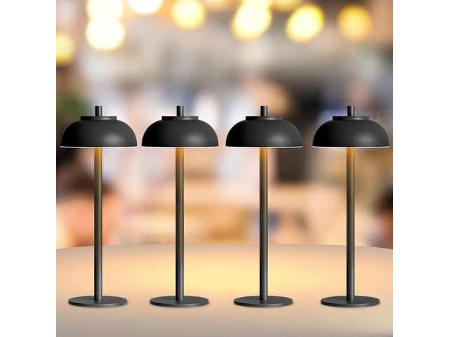 Cordless Table Lamps, Rechargeable LED Touch Lamp, Black, 4 Pack Waterproof, 5000mAh Battery, 3 Color Temperatures, 10-100% Touch Dimming, for...