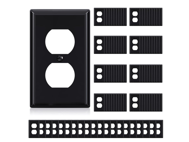 Duplex Receptacle Outlet Covers, 1-Gang Standard Size Wall Plates, Unbreakable Polycarbonate Dual Outlet Faceplates Covers, UL Listed,...