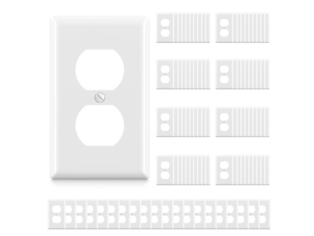 Duplex Receptacle Outlet Covers, 1-Gang Standard Size Wall Plates, Unbreakable Polycarbonate Dual Outlet Faceplates Covers, UL Listed,...