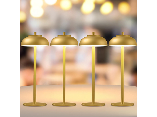 Cordless Table Lamps, Rechargeable LED Touch Lamp, Gold, 4 Pack Waterproof, 5000mAh Battery, 3 Color Temperatures, 10-100% Touch Dimming, for...