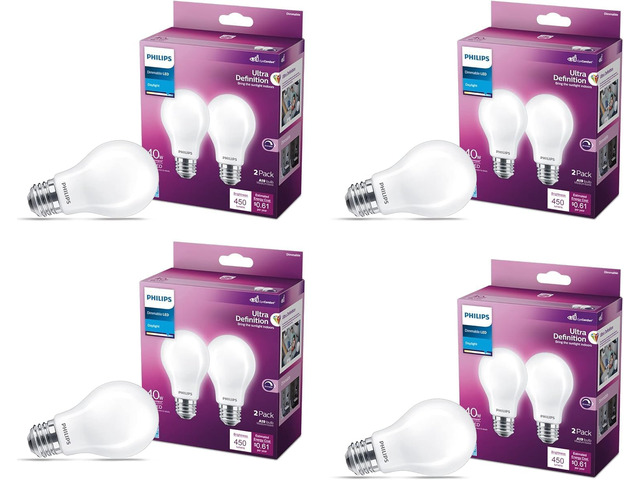 LED 40W A19 8-Pack Ultra Definition Daylight (5000K) 450 Lumen (5W = 40W) Dimmable Frosted Flicker-Free Light Bulbs