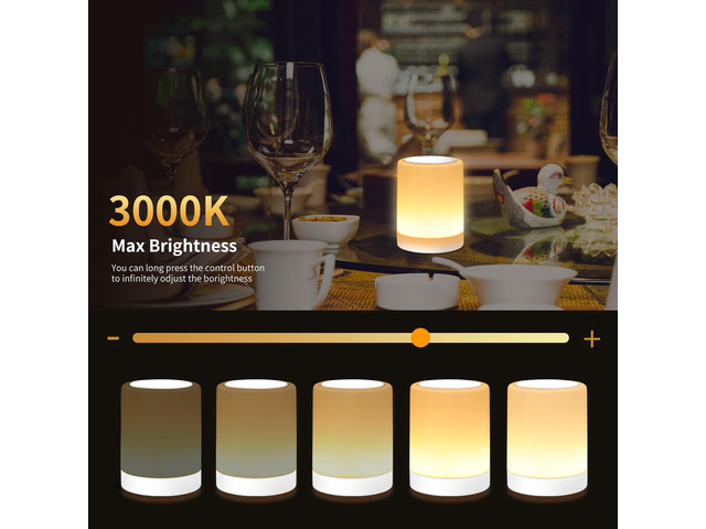 Touch Bedside Table Lamp,13 RGB Colors & 5 Brightness, USB Rechargeable Desk Lamp, Remote Control Dimmable Night Light with RGB Color...