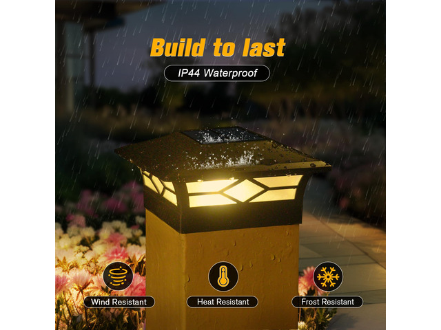 Solar Post Cap Lights Outdoor 6pack, Waterproof Solar Powered Deck Fence Post Lights for 4x4 Wood/Vinyl Posts, Solar Outdoor LED Light with...