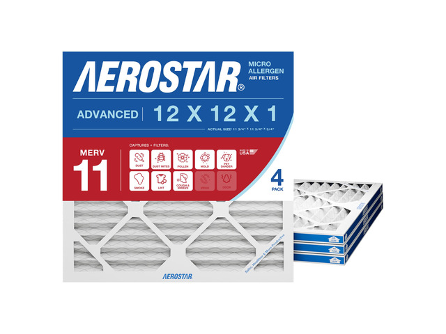 12x12x1 MERV 11-4 Count - Pleated Furnace & Air Conditioner Filters - Removes Dust Mites, Cold & Flu Germs, Lint, Mold, Pet Dander, Allergy-Causing...
