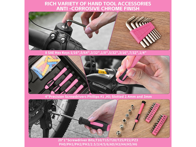 132-Piece Home Tool Kit for Women with Plastic Toolbox Pink All Purpose Home Repair Tool Set with Storage Case, Women Small Tool Kit, Garage Office...
