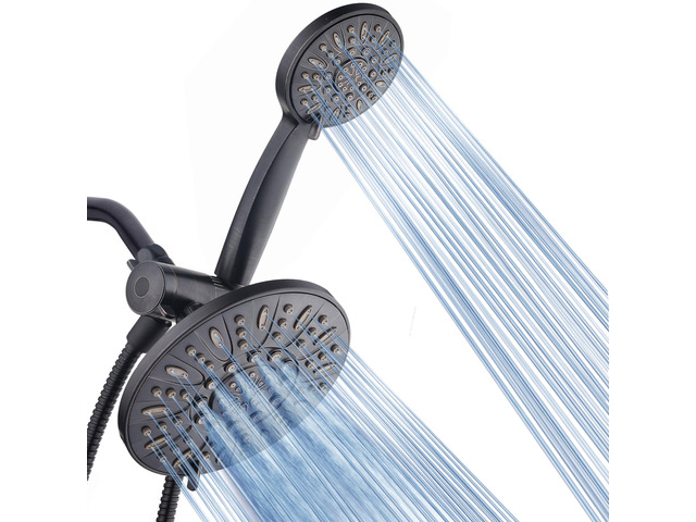 7' Premium High Pressure 3-way Rain & Handheld Shower Head Combo Enjoy Dual 6-Setting Luxury Shower Heads Separately or Together for the Best of...