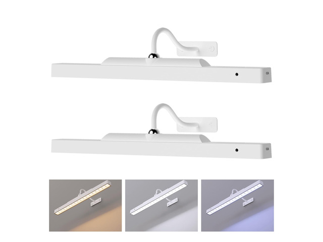 Cordless White Picture Lights for Wall Artworks - Wireless Remote, 3 Modes Dimmable 350LM Above Frame Lighting, 5000mAh Rechargeable Battery Wall...