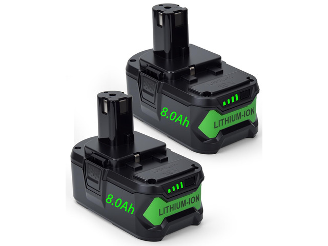 Upgrade Replacement for Ryobi 18V Battery 8000mAh Li-Ion Batteries 2-Pack 8.0Ah High Capacity Battery Compatible with Ryobi 18V ONE+ System...