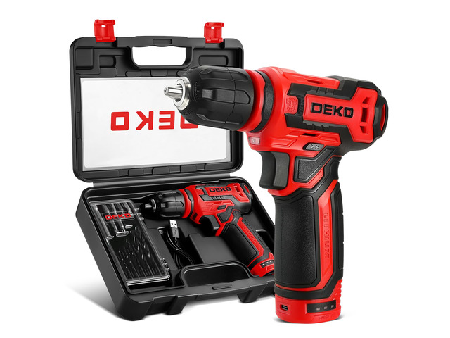 Cordless Drill 12V Power Drill Set 800RPM Electric Drills Small Drills with 3/8-inch Keyless Chuck and Portable Tool Set Gift Box (Red)