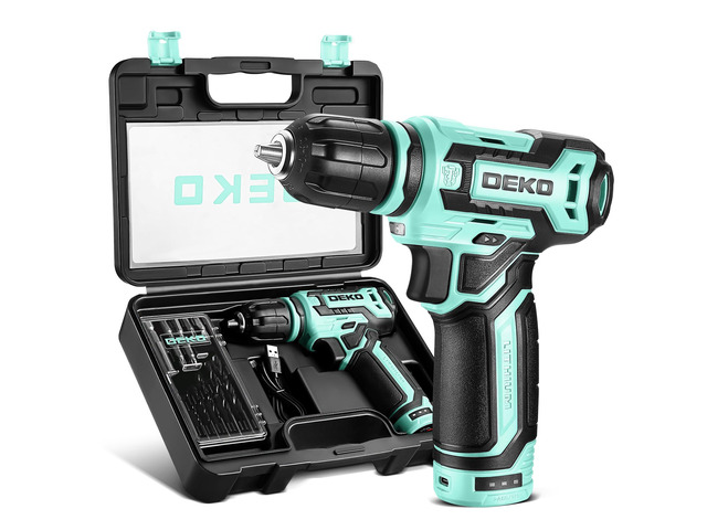Cordless Drill 12V Power Drill Set 800RPM Electric Drills Small Drills with 3/8-inch Keyless Chuck and Portable Tool Set Gift Box (Turquoise)