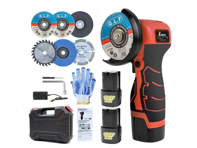 Cordless Angle Grinder Kit 19500RPM Mini Electric Metal Grinding 2pcs 16.8V 2000mAh Battery with 6-Cutting Disc, 3inch Mini Angle Power Tool,...