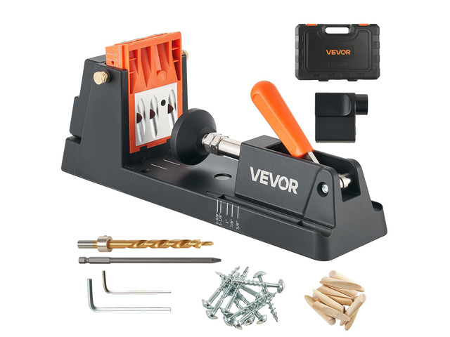 Pocket Hole Jig Kit, 1/2' to 1-1/2' Adjustable, Lightweight Jig Pocket Hole System with Dust Collection Adapter, Detachable Guide Block, Drill Bit,...