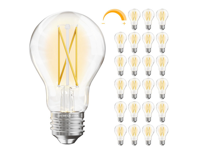 24 Pack A19 Vintage LED Edison Bulbs, 60W Equivalent Dimmable LED Bulbs, High Brightness 2700K Warm White, 800 Lumens, 8W E26 Standard Base,...