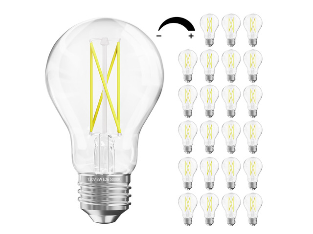 24 Pack A19 Vintage LED Edison Bulbs, 60W Equivalent Dimmable LED Bulbs, High Brightness 5000K Daylight, 800 Lumens, 8W E26 Standard Base,...