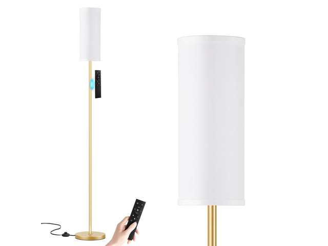 64'' Floor Lamps for Living Room with Remote Control and Stepless Dimmable Colors Temperature & Brightness, 9W Bulb Included(White Lampshade & Gold...