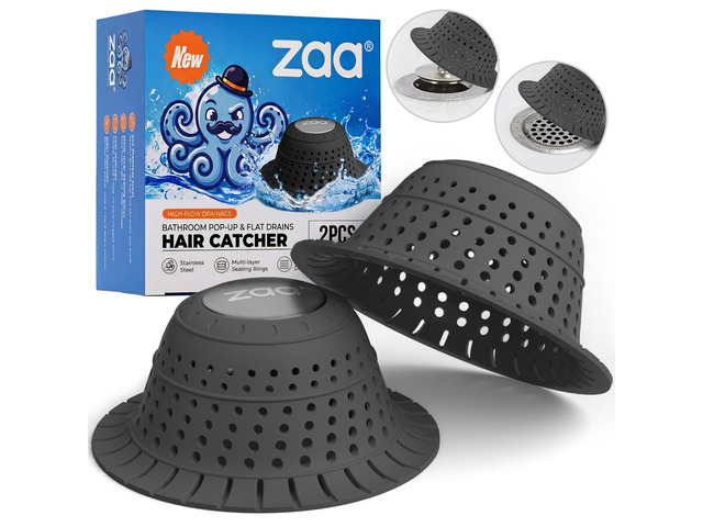 Shower Drain Hair Catcher Bathtub Drain Strainer Sink Drain Protector Collapsible Pop-Up Drain Hair Catcher, Traps Hair & Prevents Clogs, Bathroom...