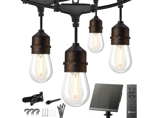 55FT Solar String Lights Outdoor, 16+1 Shatterproof LED Lights Waterproof, Remote Control, Dimmable, Timer, 3 Light Modes Solar Lights for Yard,...