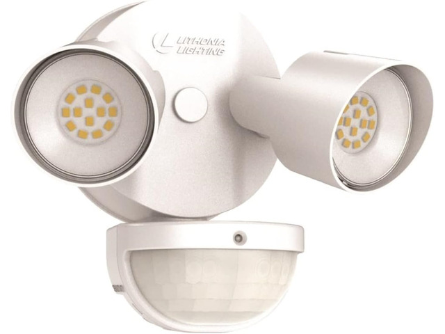 HomeGuard 2-Light LED Outdoor Flood Lights, Motion Sensor White Motion Sensor Outdoor Lights with Dusk to Dawn, 4000K Cool White, Round Heads (HGX...