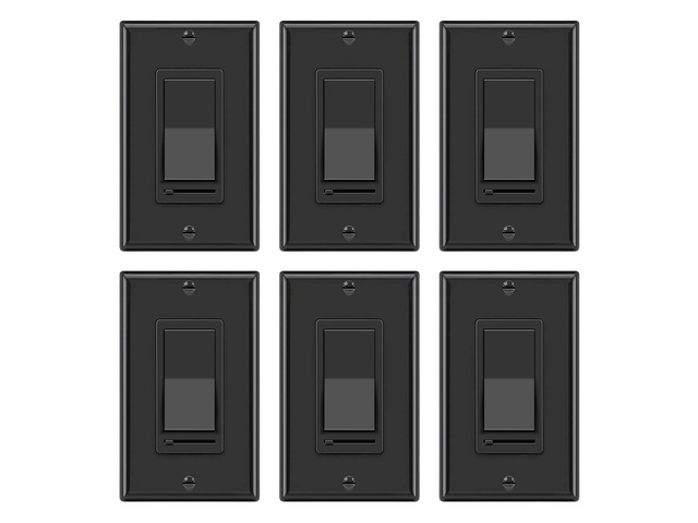 6PK Dimmer Wall Light Switch, Single Pole or 3-Way Dimmer Switches UL Listed, Compatible with Dimmable LED, CFL, Incandescent and Halogen Bulb,...