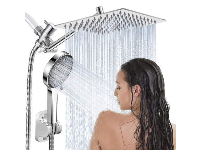 Shower Head,10Rain Shower Head with Handheld Spray Combo and Adjustable Extension Arm/3-Way Flow Regulator/Shower System,High Pressure Rain Fall...
