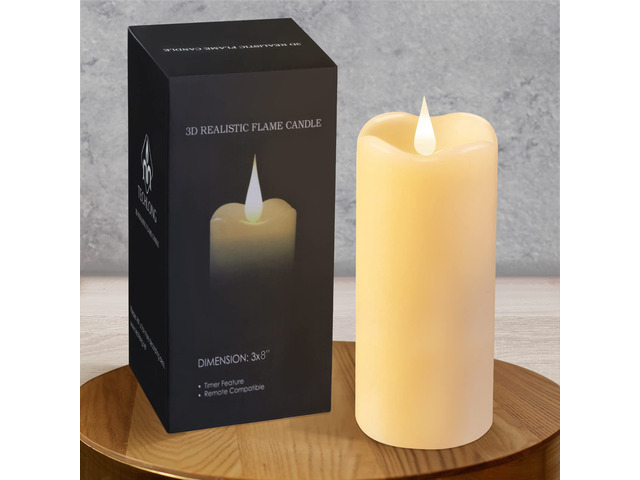 Flickering Flameless Candles with 3D Moving Flame, Last 1000+ Hours Battery Operated Candles with Timer, Ivory Real Wax Pillar Electric LED Candle...