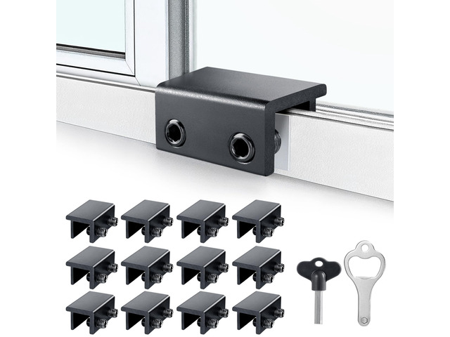 Window Locks, 12 Pack for Horizontal & Vertical Sliding Windows Aluminum Alloy Window Lock,Sturdy Durable. Lock or Adjust Vents to Stop...