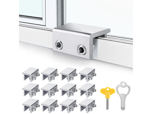 Window Locks, 12 Pack for Horizontal & Vertical Sliding Windows Aluminum Alloy Window Lock,Sturdy Durable. Lock or Adjust Vents to Stop...