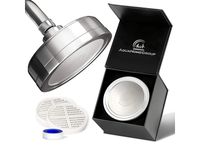 Filtered Shower Head, Chrome, 2-Stage, 2.5 GPM, 2 Cartridges 2-stage filtration with Vitamin C & E reduces chlorine. Wall-mounted, chrome design...
