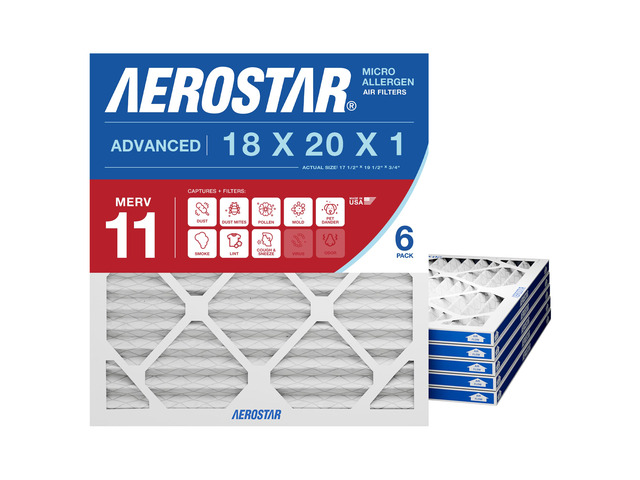 Air Filter 18x20x1 MERV 11 AC Filter, HVAC, Furnace Filter, 6 Pack ACTUAL SIZE (17.50 x 19.50 x 0.75) AC Filter, Furnace Filter, Dust, Pet Dander,...