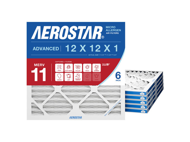 Air Filter 12x12x1 MERV 11 AC Filter, HVAC, Furnace Filter, 6 Pack ACTUAL SIZE (11.75 x 11.75 x 0.75) AC Filter, Furnace Filter, Dust, Pet Dander,...