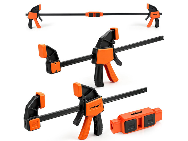 3-Pack Wood Clamps for Woodworking, 2-Piece 12' Bar Clamps with Clamp Connector, Quick-Release Wood Clamps with 150 LBS Load Limit, Wood Clamp Set...