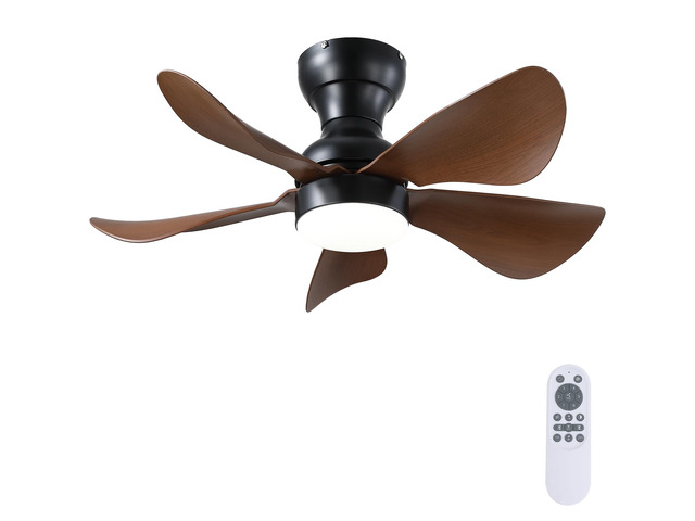 30' Small Brown Low Profile Ceiling Fans with Lights and Remote Super Large Airflow with 6 Wind Speeds, Reversible, Dimmable 3 CCT LED, 30W...