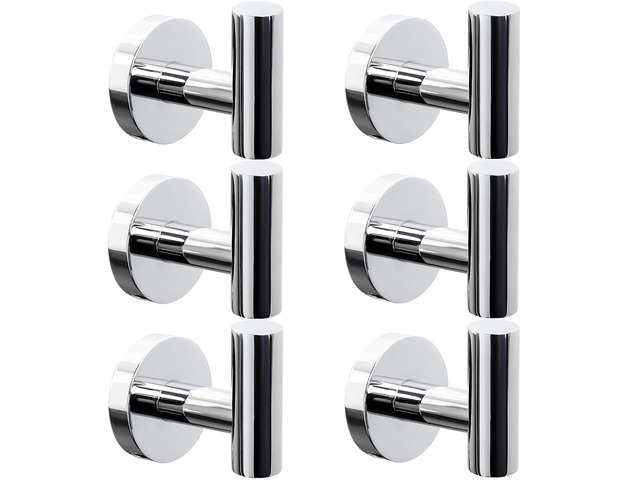 Towel Hooks for Bathroom,6 Packs Wall Mount Towel Holder,Black Matte Wall Robe Hook,Stainless Steel Heavy Duty Door Hanger Towel Hook for Kitchen,...