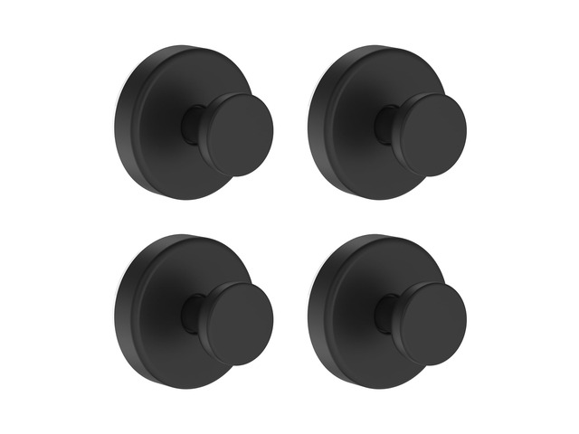Suction Cup Hooks for Shower, Removable Towel Hooks for Bathroom Window Glass Door Wall, Bath Robe Looafh Hook for Hanging - 4 Pack, Black