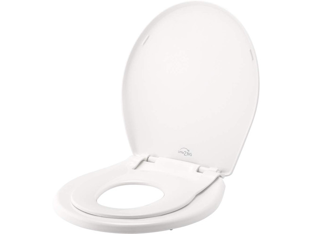 Little2Big Toilet Seat with Built-In Potty Training Seat, Slow Close, Durable Plastic, Made in USA, ROUND, White