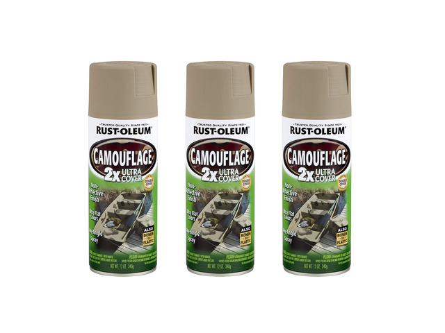Camouflage 2X Ultra Cover Khaki Spray Paint Non-Reflective Finish, Outdoor Concealment, Hunting Blinds And Equipment, Multi-Surface Coverage, 12 Oz
